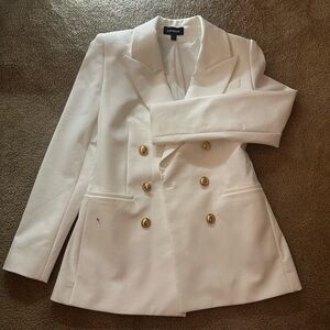 Express Women's Ivory Blazer with Gold Buttons